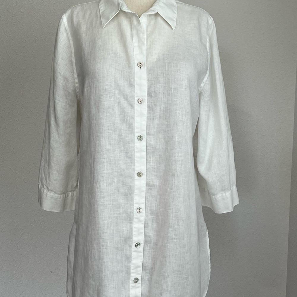 White Button-Up Linen Shirt
